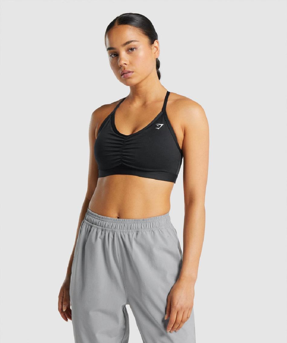 Gymshark Ruched Ženske Sportski Grudnjak Crne | HR 3451UZG